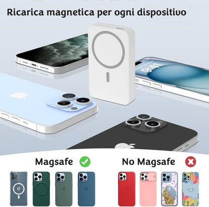 KeepCharge Powerbank Magnetico 10000mAh - Ricarica Wireless 15W e Cavi Integrati