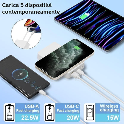 KeepCharge Powerbank Magnetico 10000mAh - Ricarica Wireless 15W e Cavi Integrati